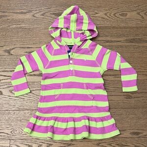 NWT Ralph Lauren Purple and Green Striped Hooded Dress